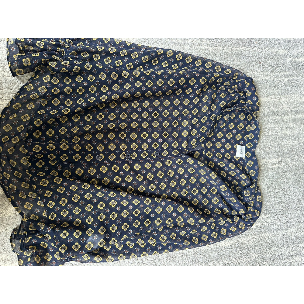 Women's Cabi Blouse Size S Blue Yellow